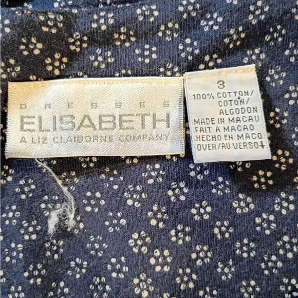 90s Vintage Dress Barn Elisabeth Blue Ditsy Floral Midi Dress 100% Cotton Size 3 - Picture 8 of 11